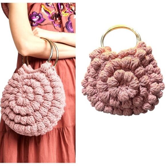 Ulla Johnson Liz Crochet Handbag Dusty Pink - Picture 1 of 17